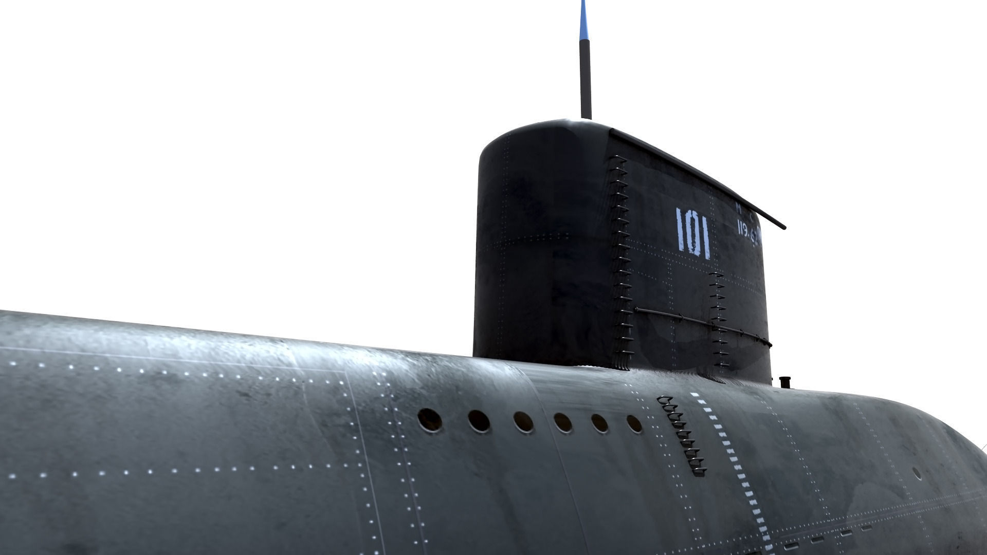 Preveze Class Submarine 209 Type 1400 Low-poly 3D model_4