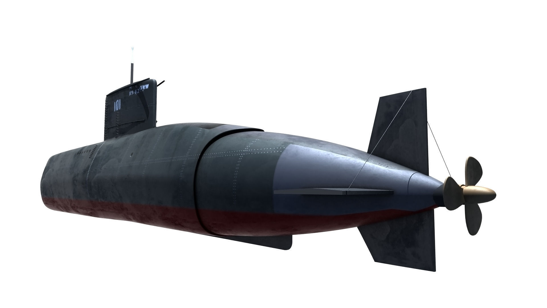 Preveze Class Submarine 209 Type 1400 Low-poly 3D model_3