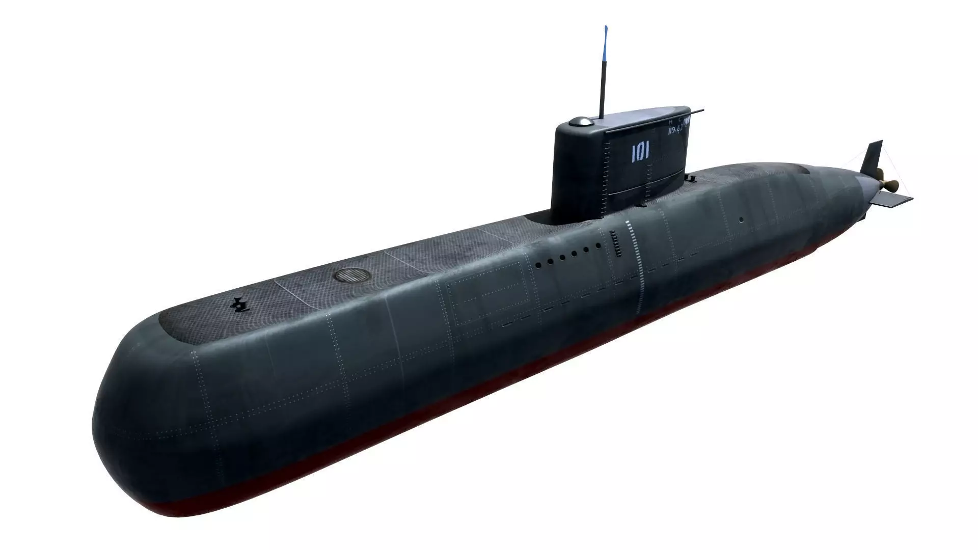 Preveze Class Submarine 209 Type 1400 Low-poly 3D model_0