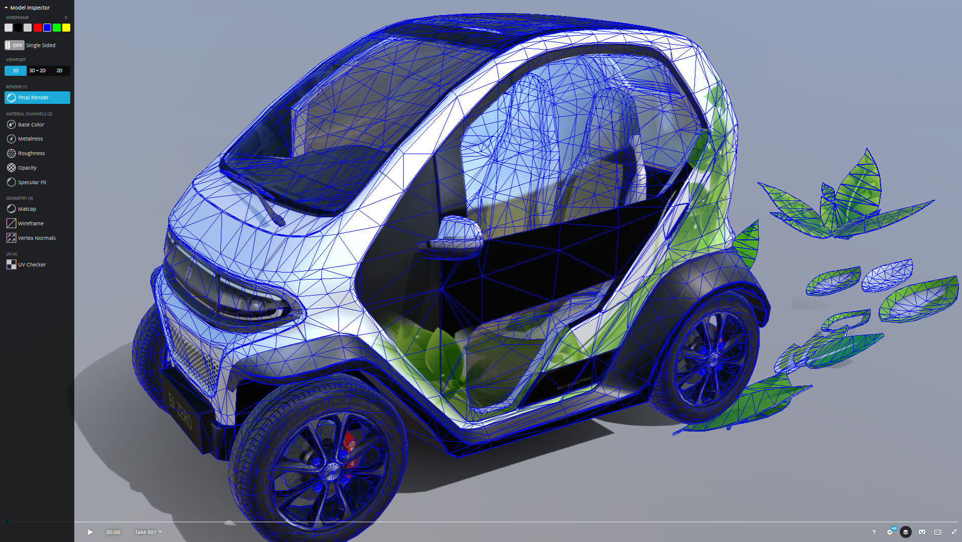 Eli zero emission electric car Low-poly 3D model_12