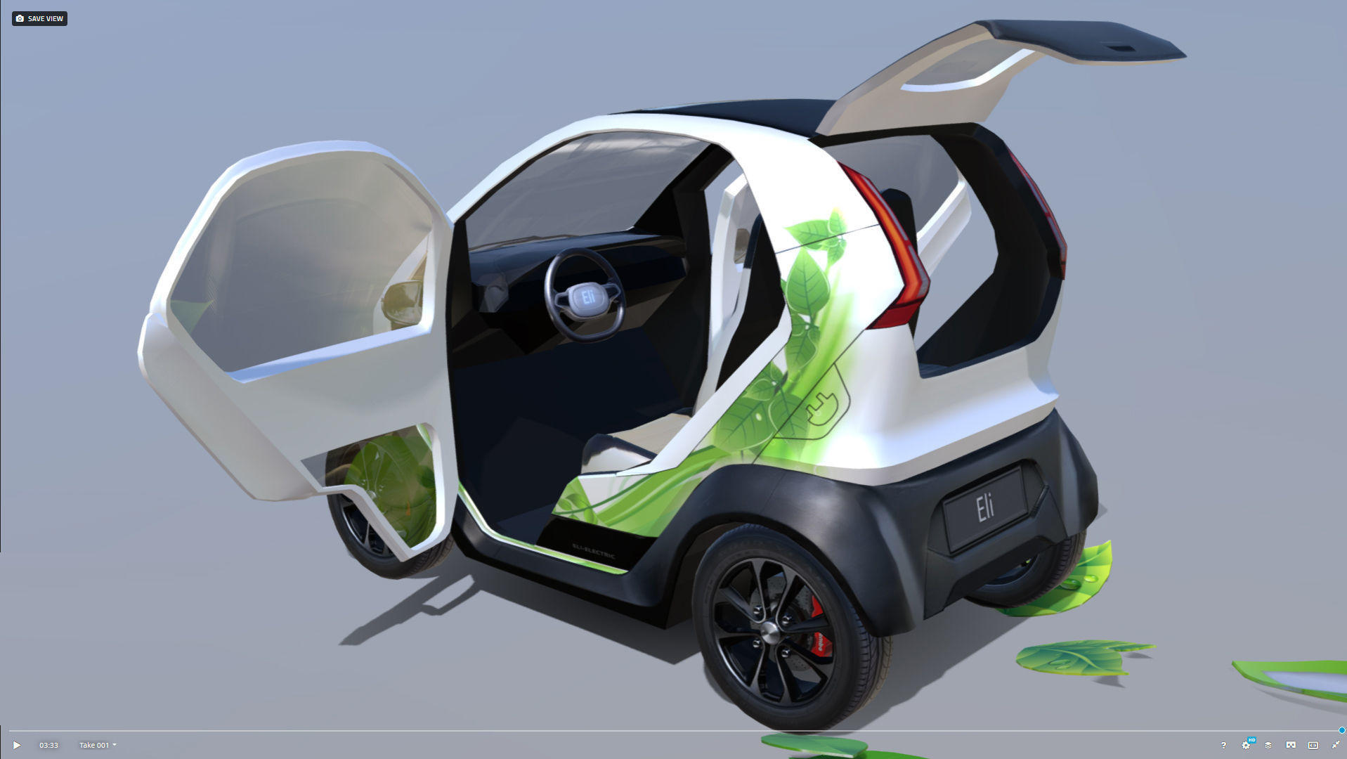 Eli zero emission electric car Low-poly 3D model_6