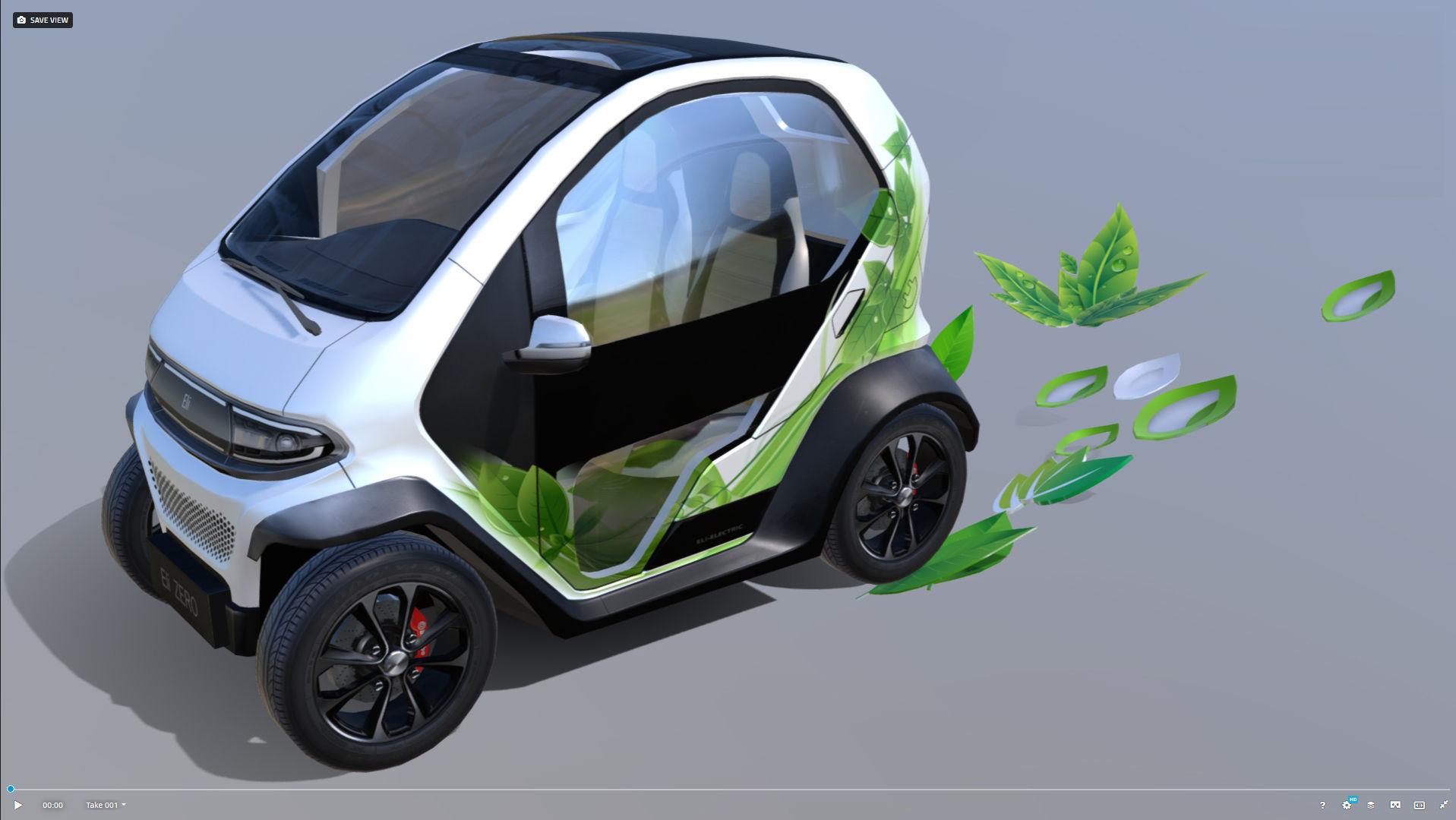 Eli zero emission electric car Low-poly 3D model_2