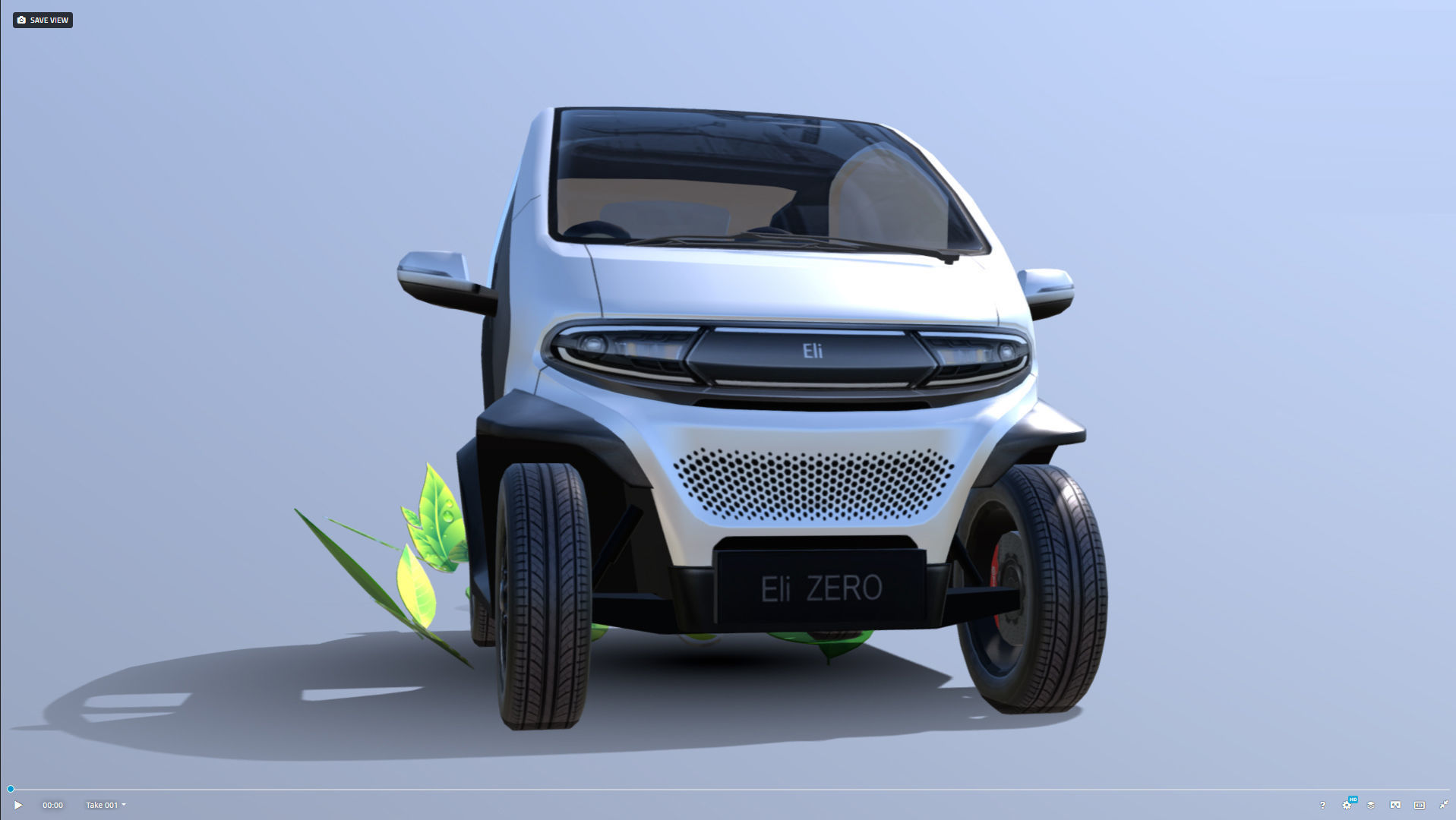 Eli zero emission electric car Low-poly 3D model_9