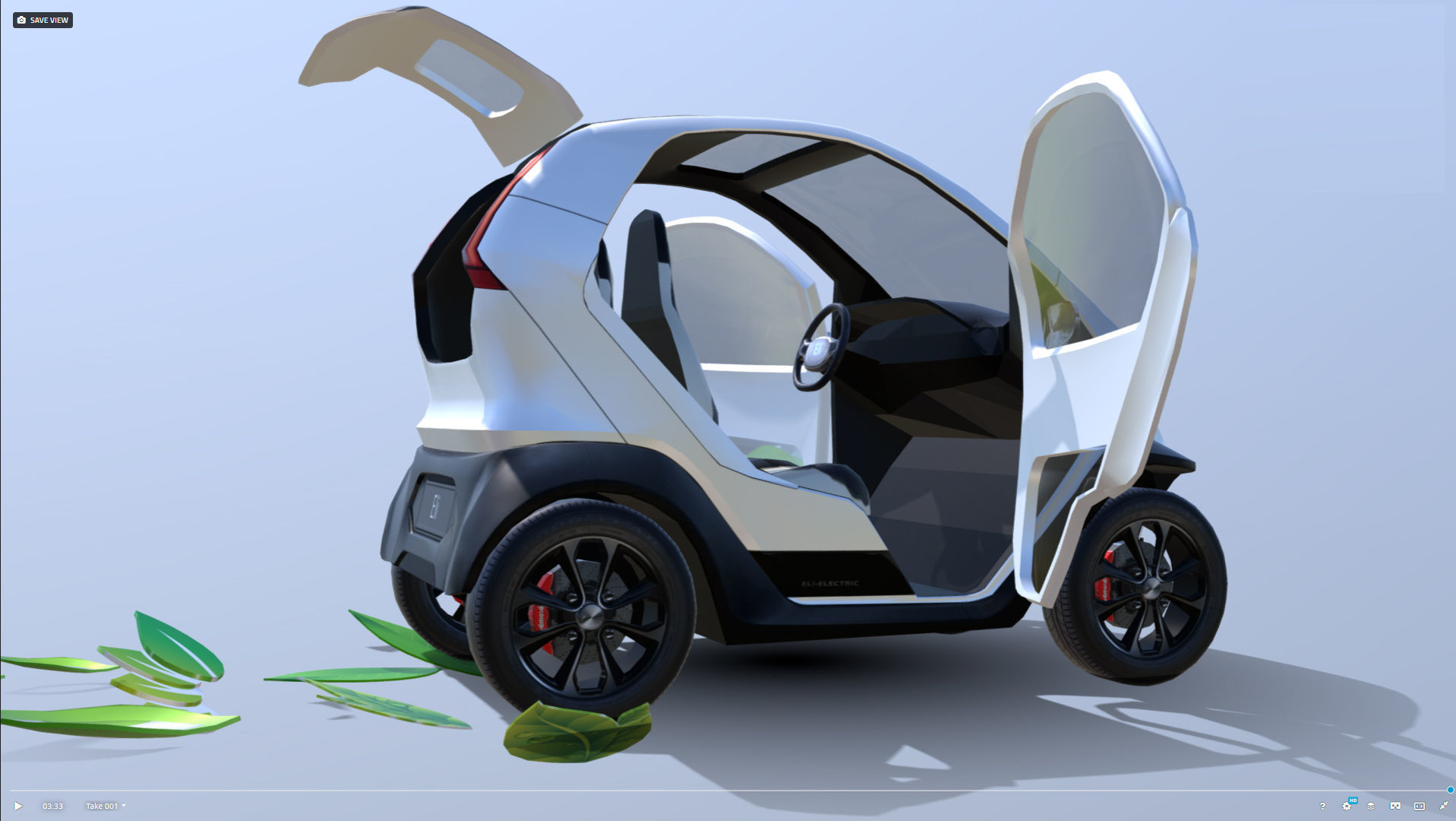 Eli zero emission electric car Low-poly 3D model_7
