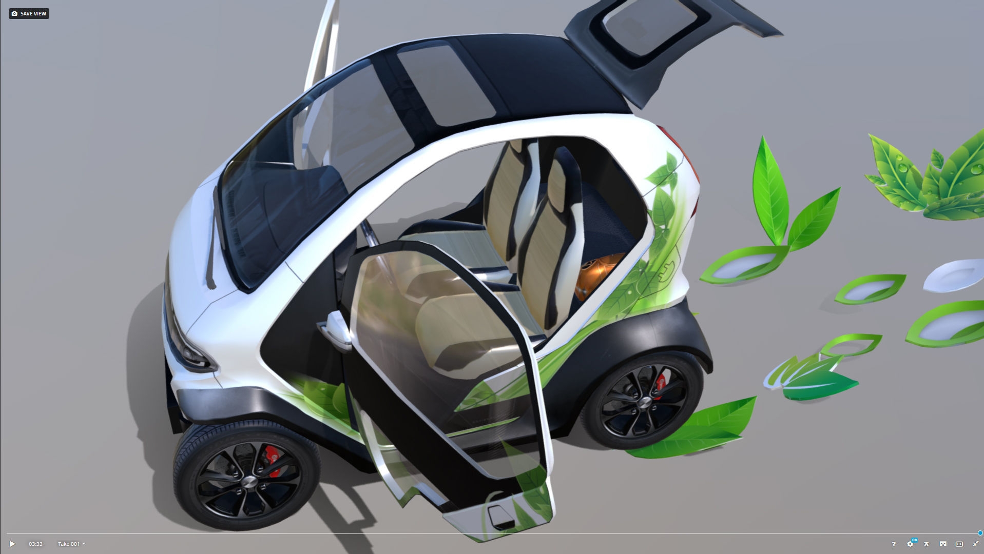 Eli zero emission electric car Low-poly 3D model_4