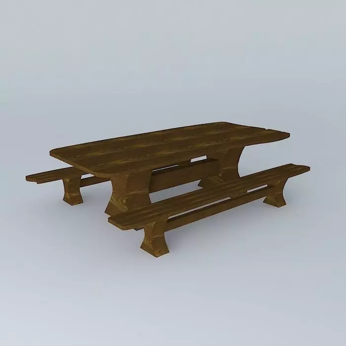 Rustic table Free 3D model_0