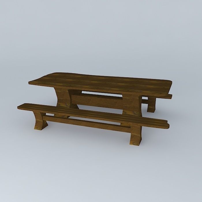 Rustic table Free 3D model_1