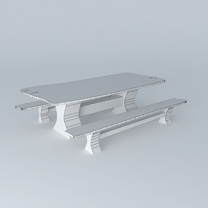 Rustic table Free 3D model_4