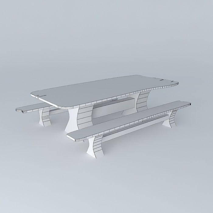 Rustic table Free 3D model_3