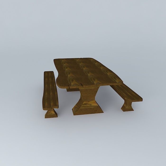 Rustic table Free 3D model_2