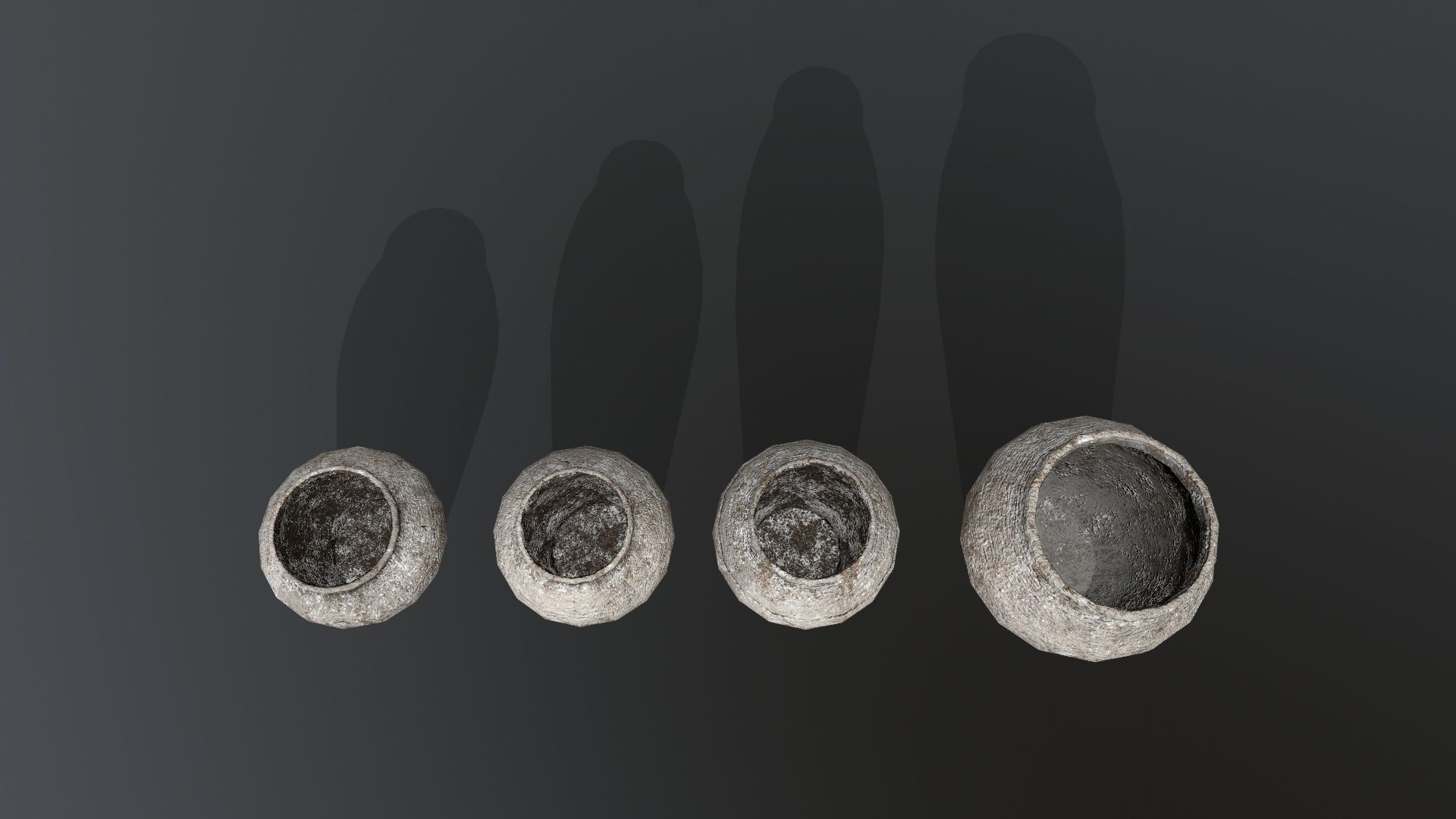 old vase set Low-poly 3D model_4