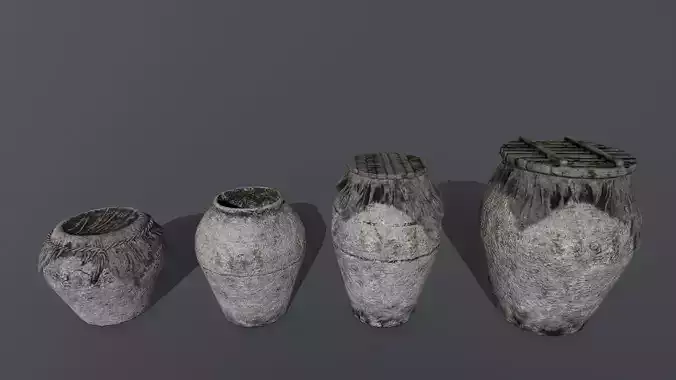 old vase set Low-poly 3D model