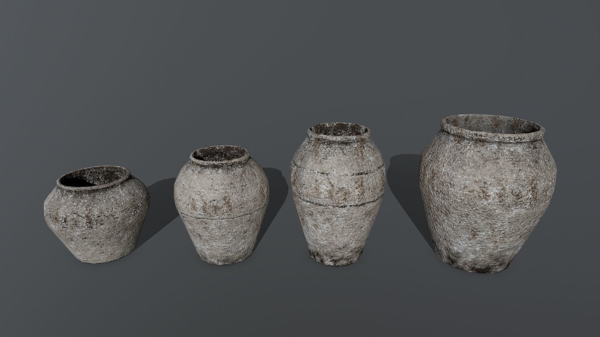old vase set Low-poly 3D model_1