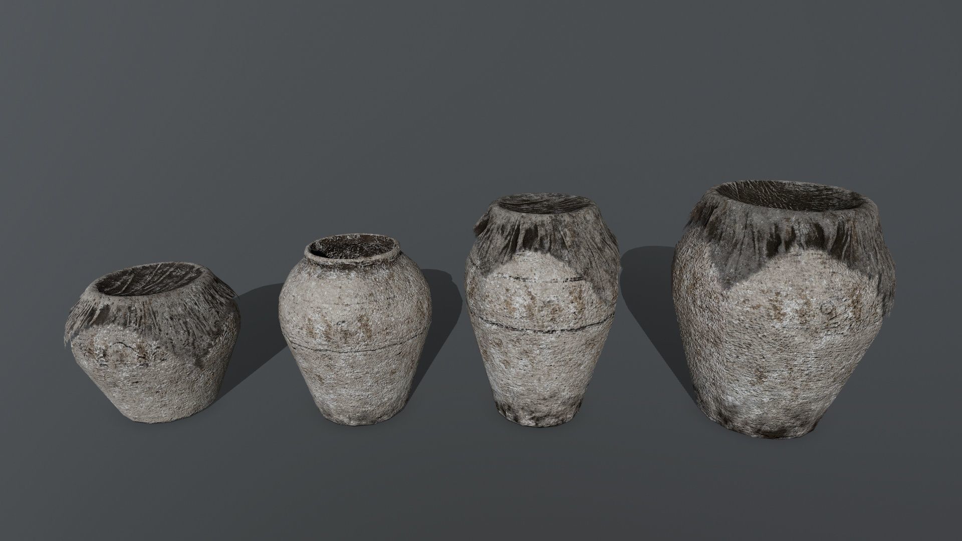 old vase set Low-poly 3D model_2