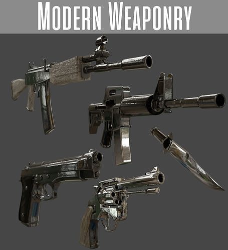 Military Weapons - Modern Weaponry - UVMapped Low-poly 3D model