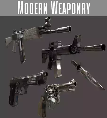 Military Weapons - Modern Weaponry - UVMapped Low-poly 3D model