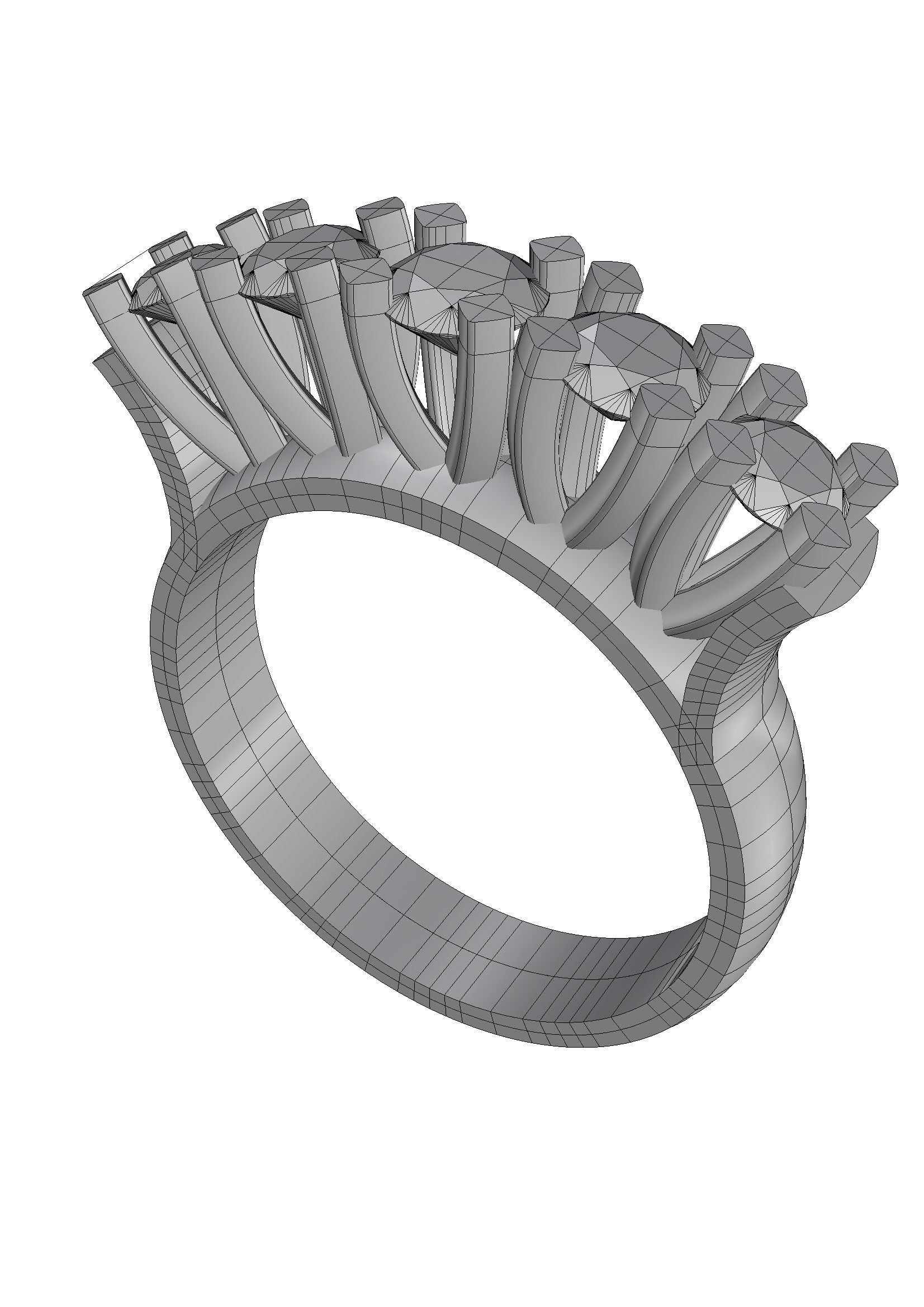 Ring diamond 3D print model_3