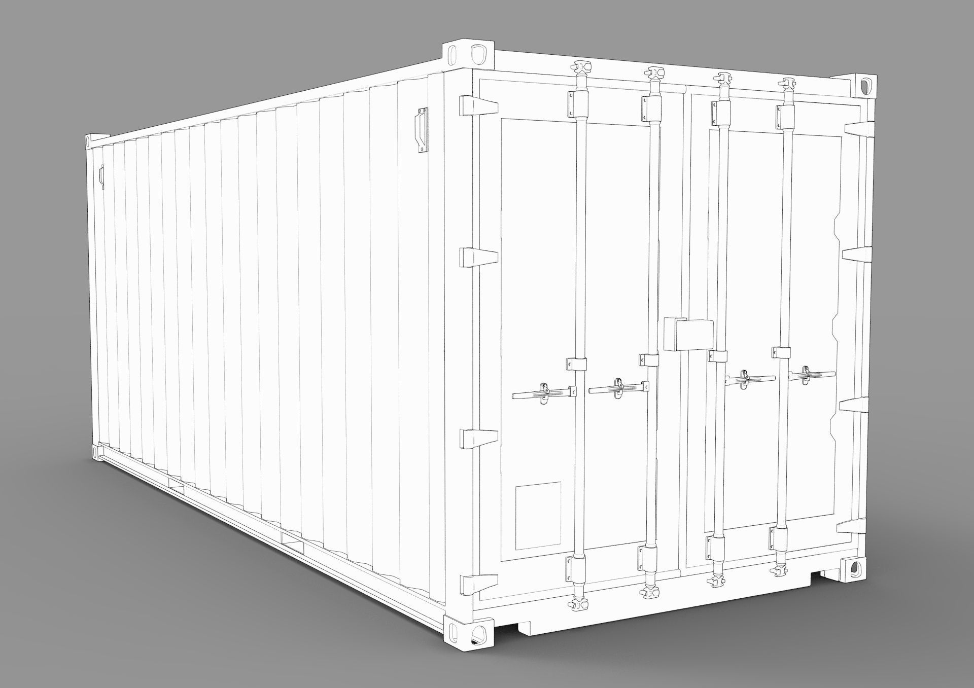 20ft Shipping Container 3D model_9