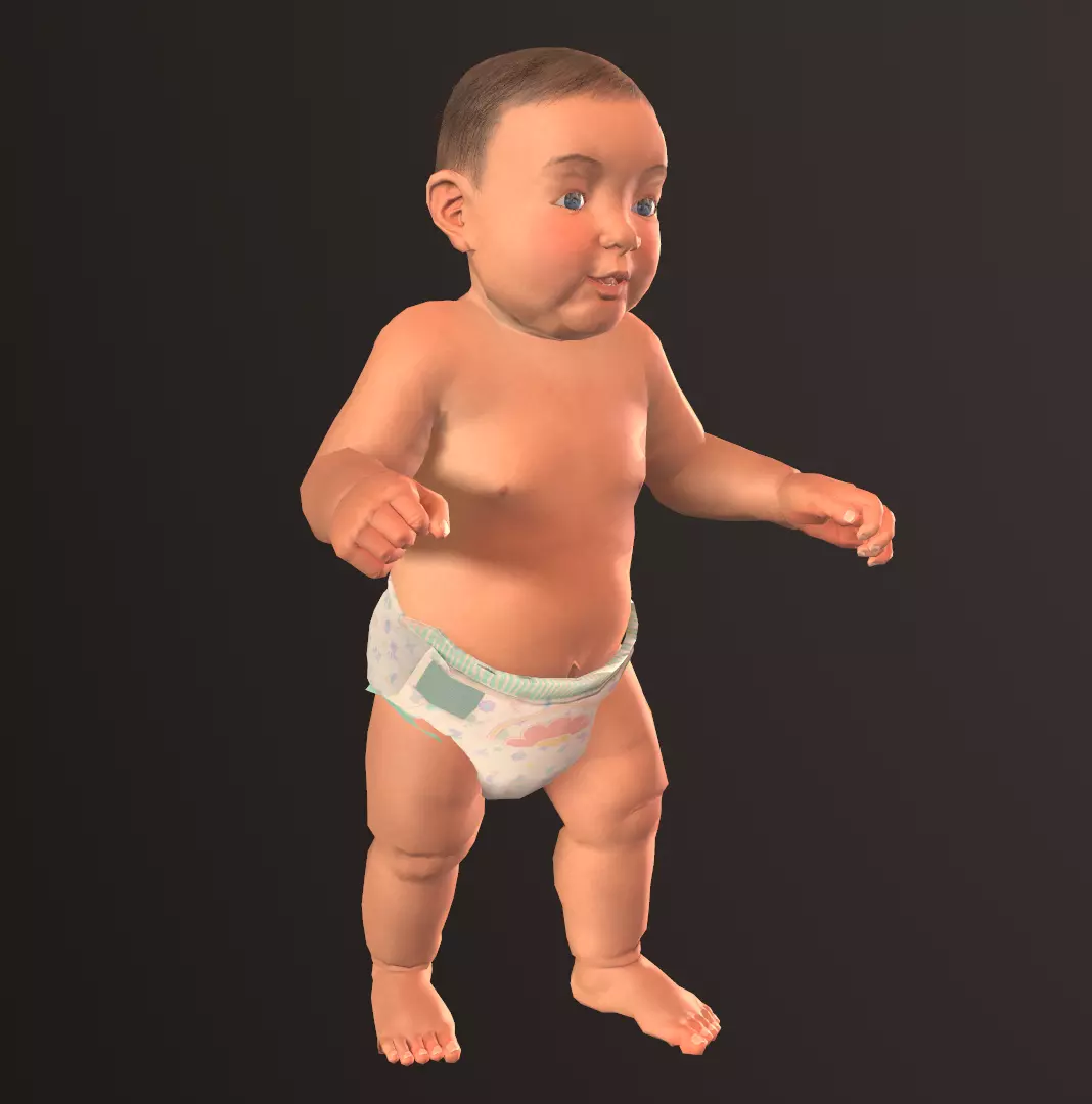 Game ready model of Baby Low-poly 3D model_0