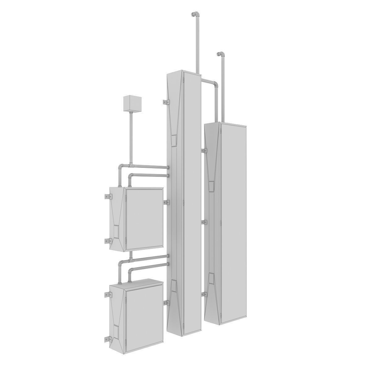 Switch boxes old Low-poly 3D model_7