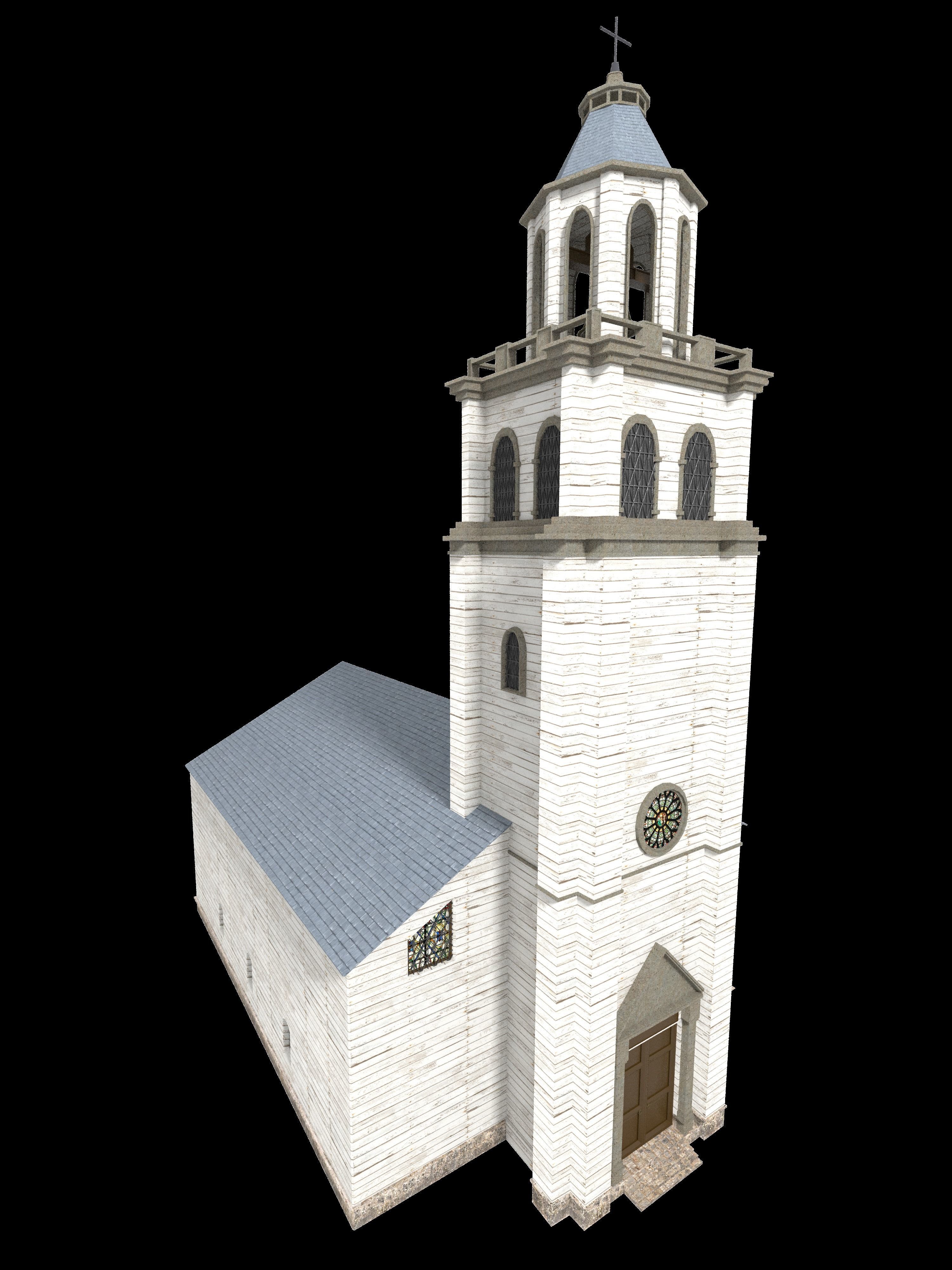 Church - 3 Types Low-poly 3D model_2