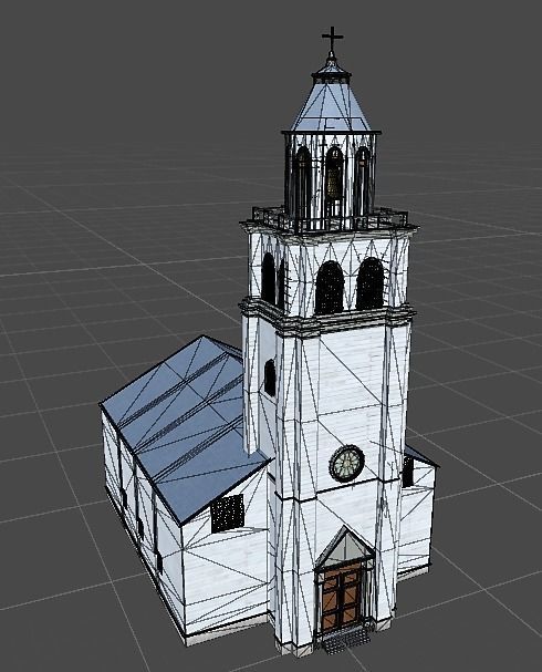Church - 3 Types Low-poly 3D model_6