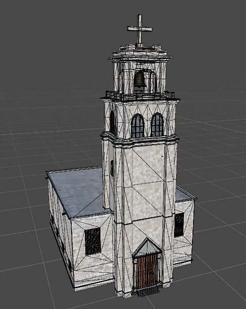 Church - 3 Types Low-poly 3D model_5