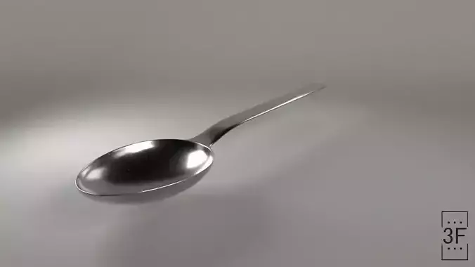 Spoon PBR low poly with wooden handle
