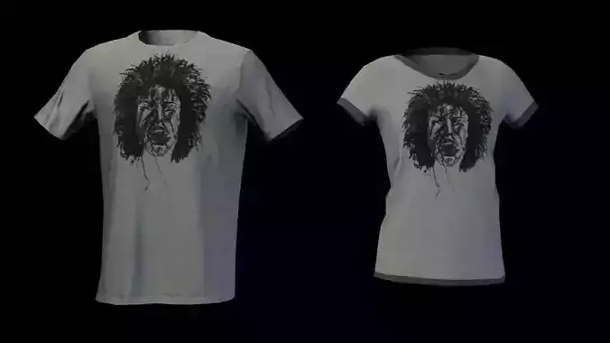 Lowpoly Male and Female Graphic T-Shirt with multiple colors Low-poly 3D model