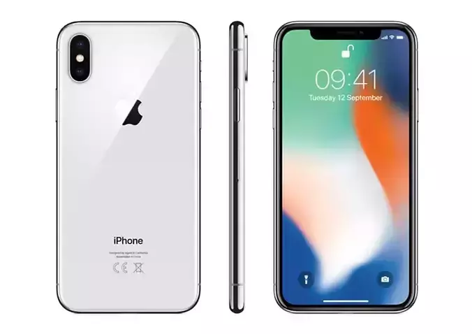 Realistic iphone X silver 3D model Low-poly 3D model