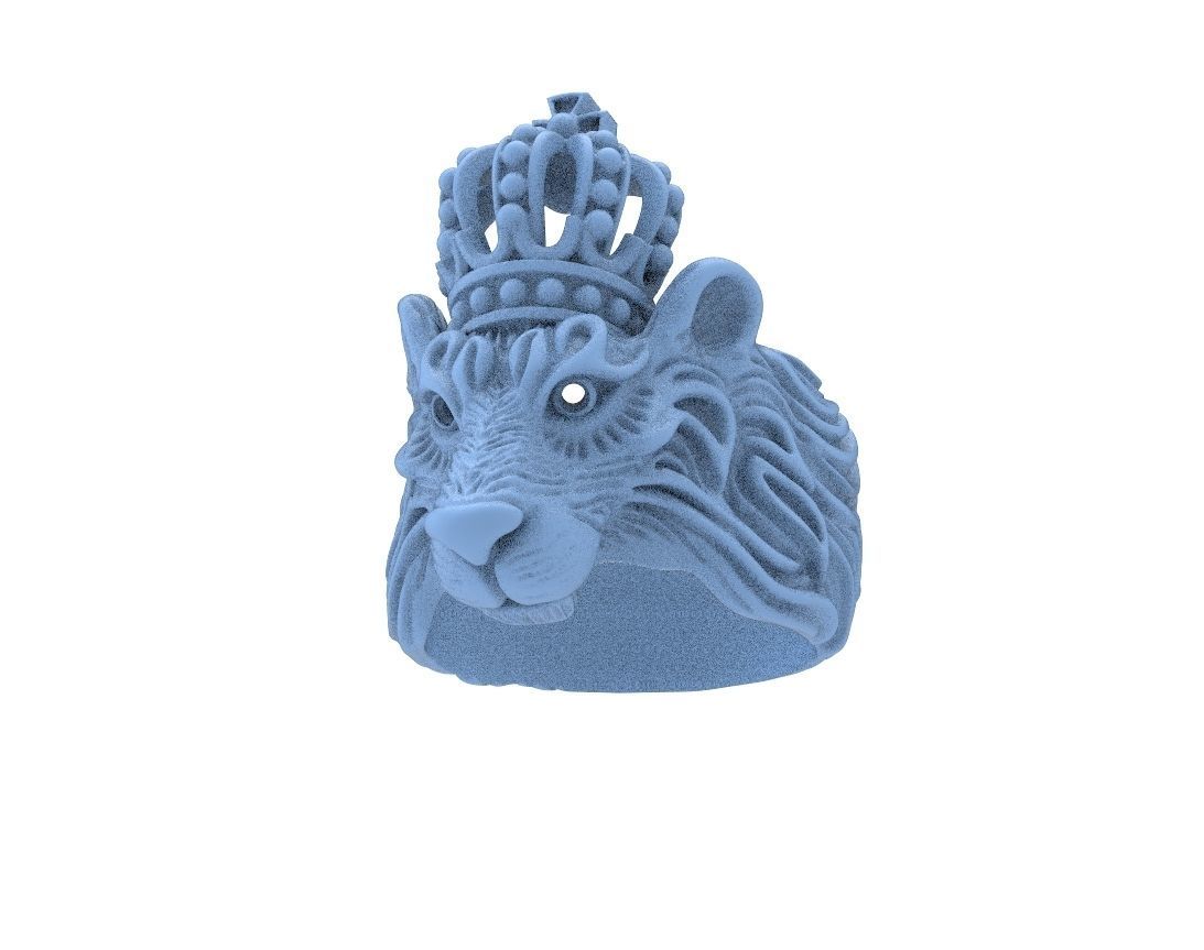 Stylish ring Lion with a crown 451 3D print model_12