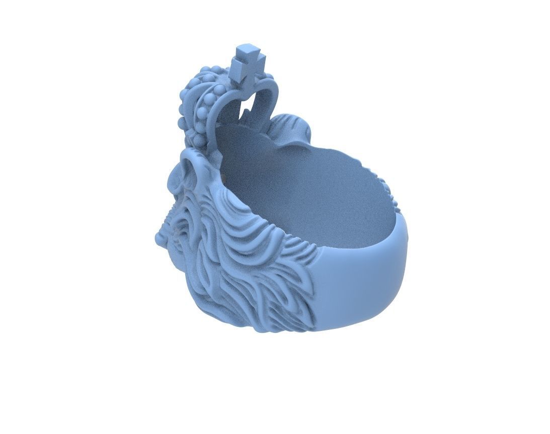 Stylish ring Lion with a crown 451 3D print model_11