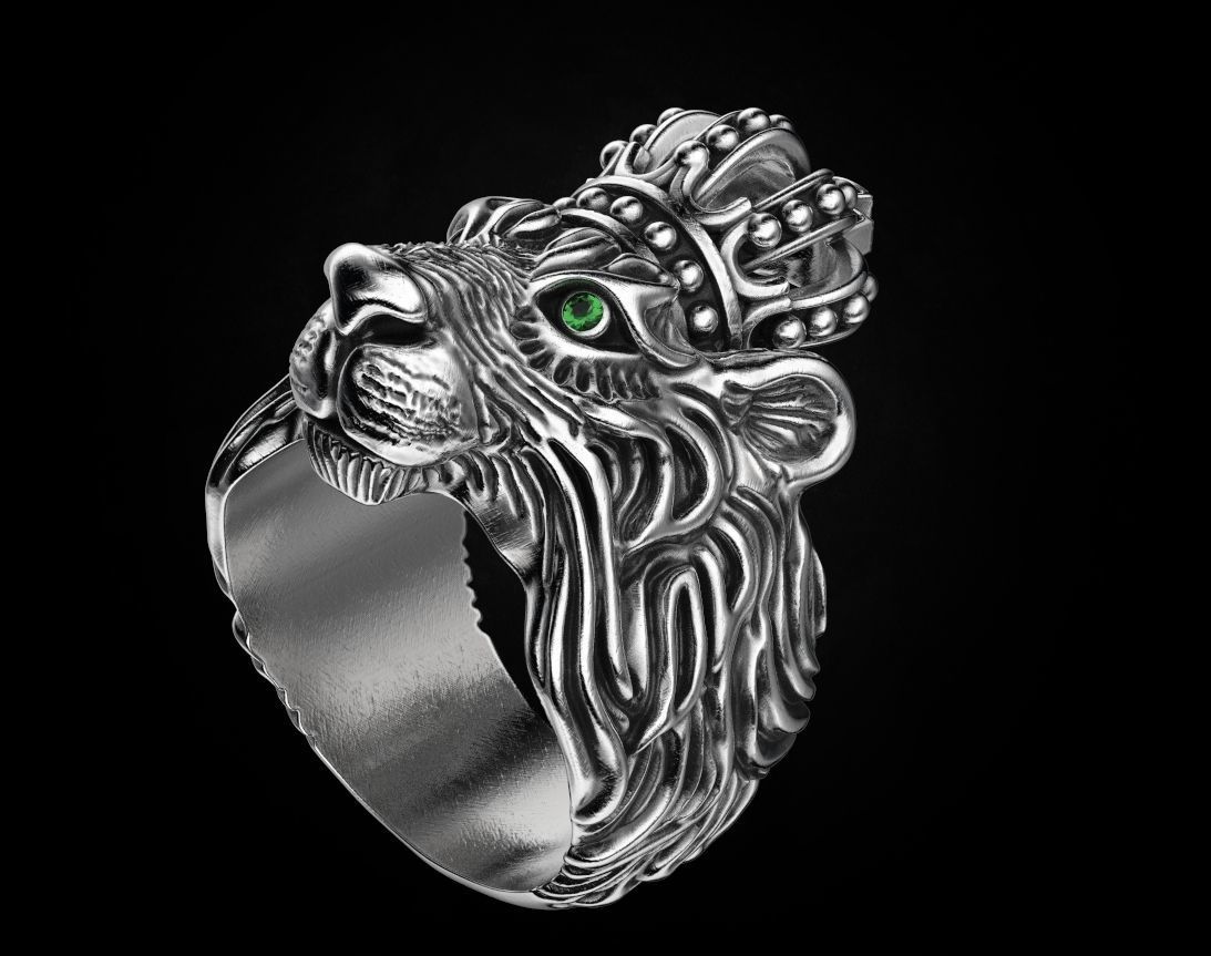 Stylish ring Lion with a crown 451 3D print model_4