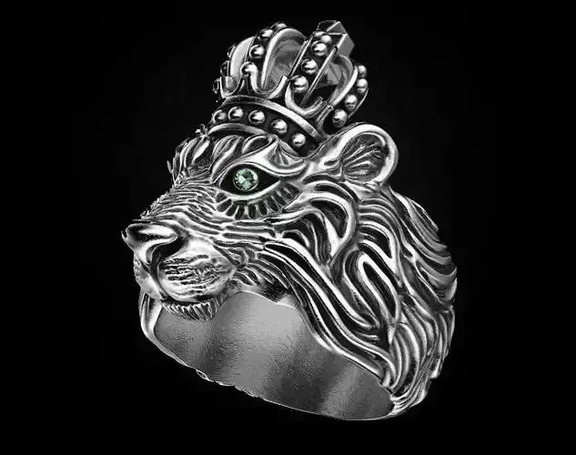 Stylish ring Lion with a crown 451 3D print model