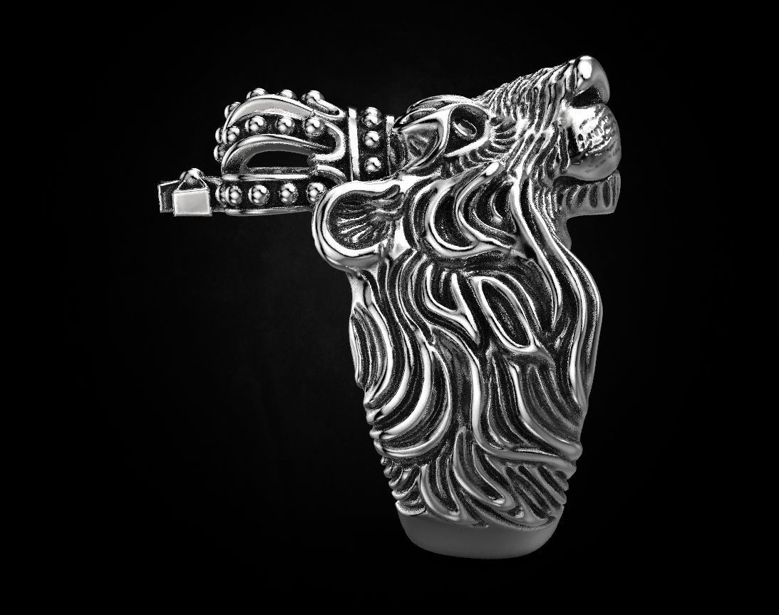 Stylish ring Lion with a crown 451 3D print model_9