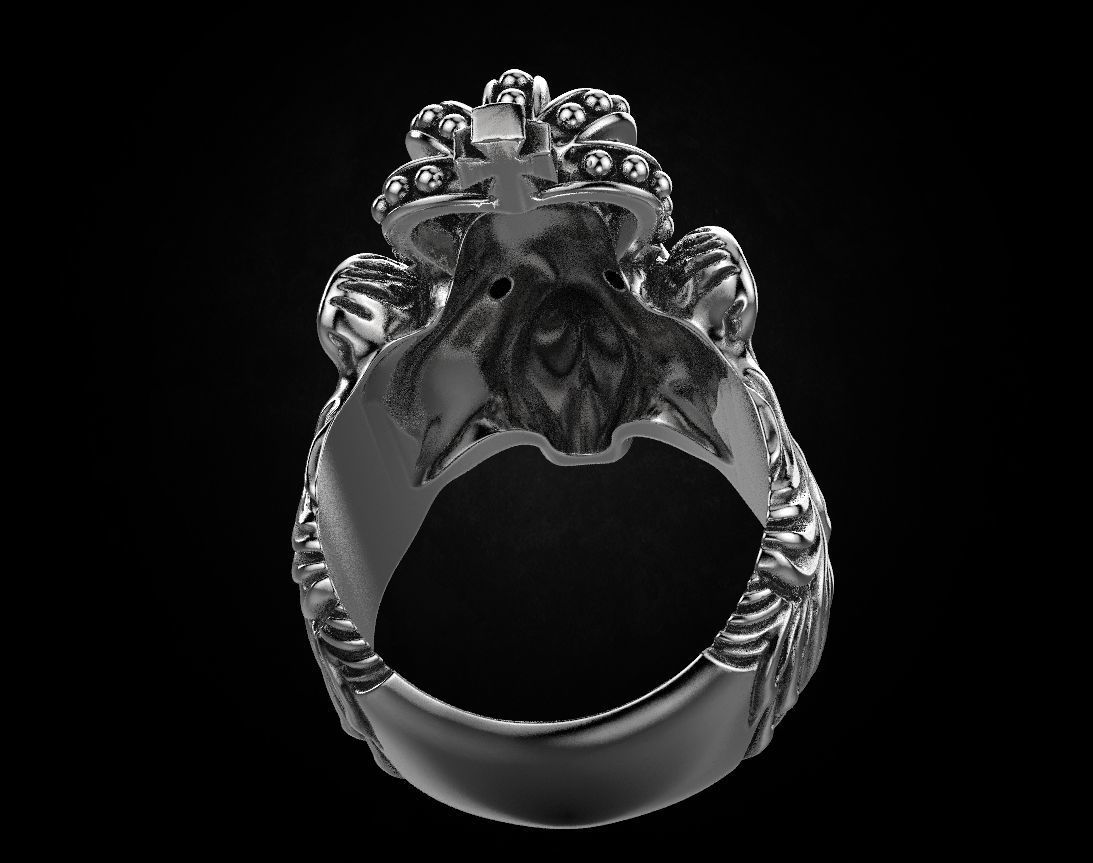 Stylish ring Lion with a crown 451 3D print model_8