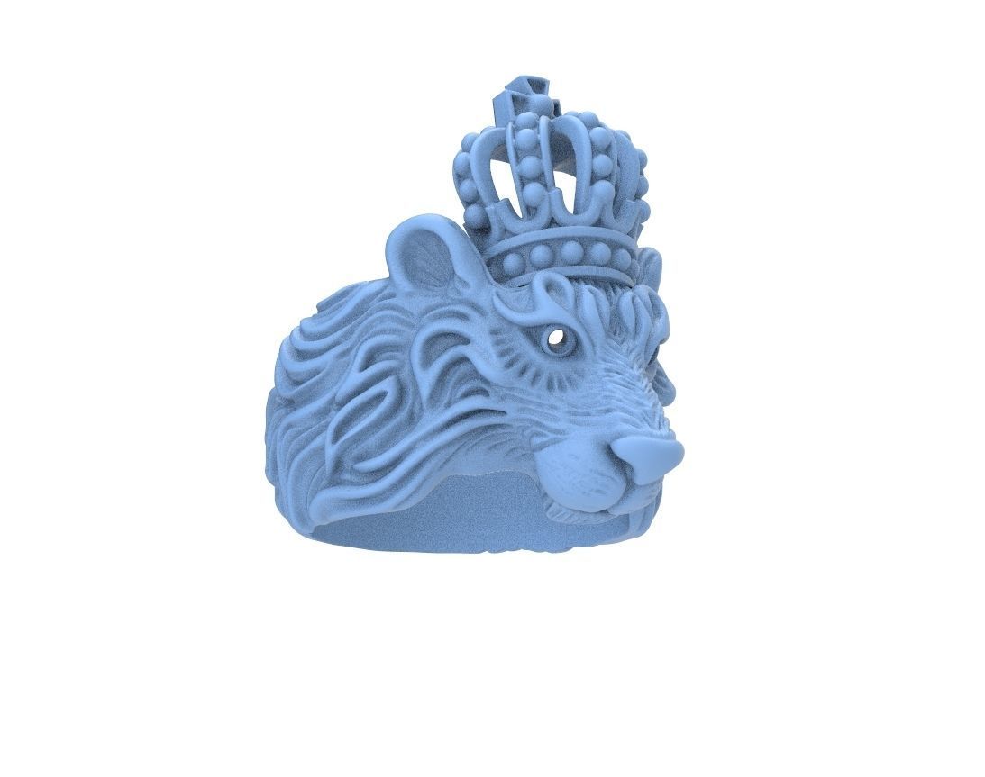 Stylish ring Lion with a crown 451 3D print model_13