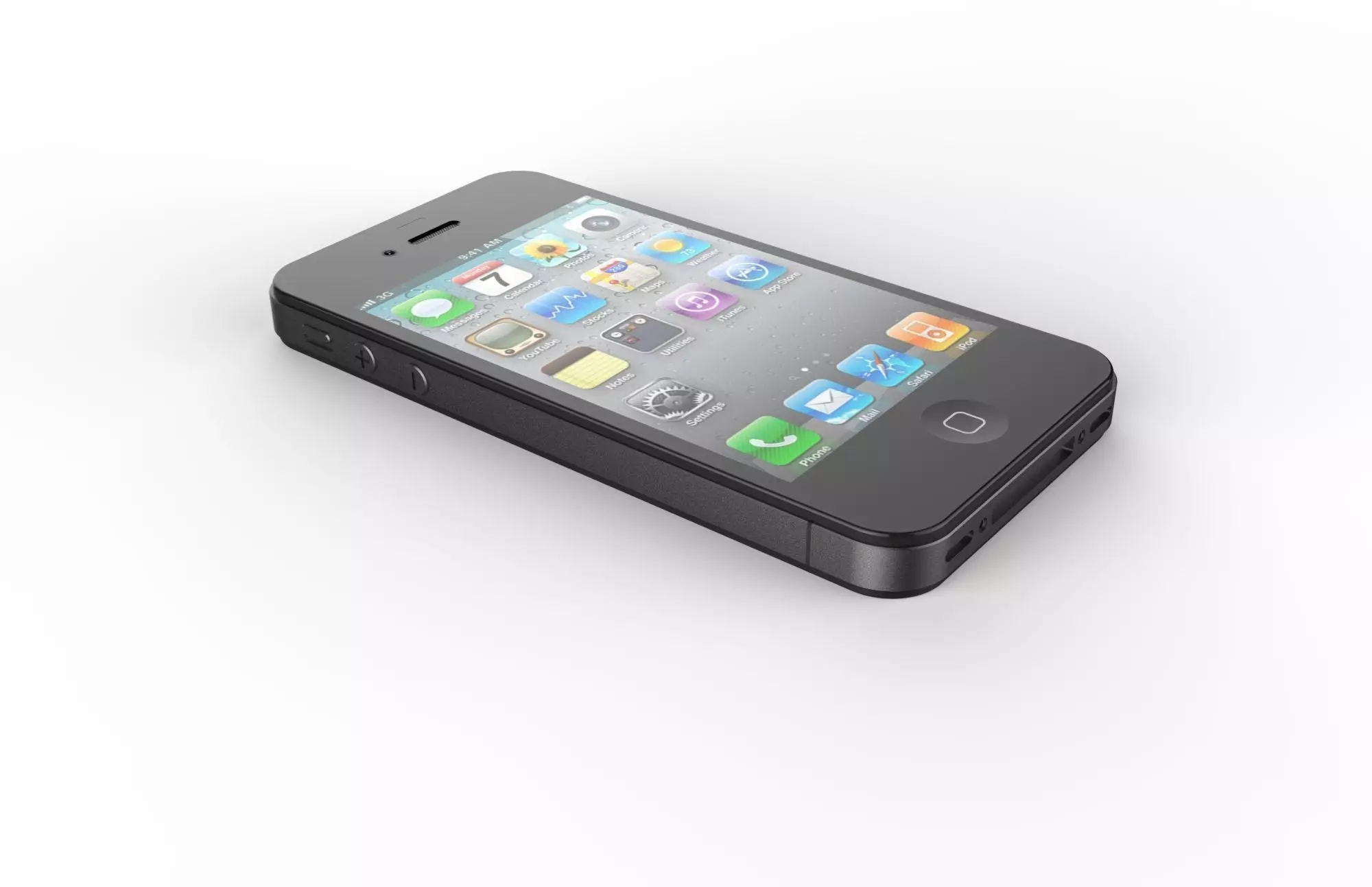 Realistic iphone 4s Low-poly 3D model