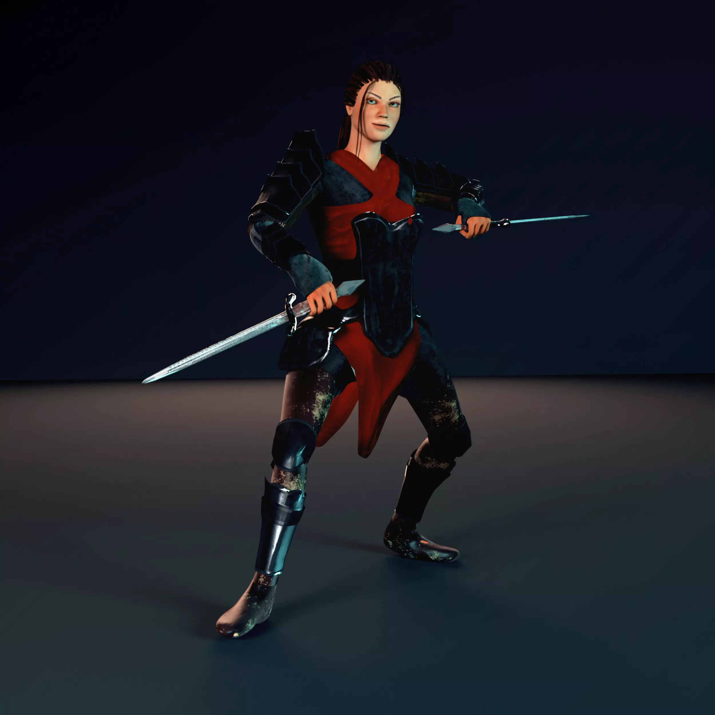 8K Female Warrior PBR Game Ready Animated Low-poly 3D model_0