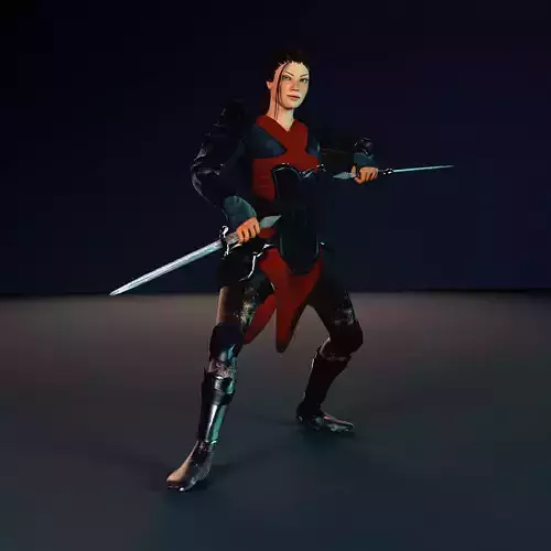 8K Female Warrior PBR Game Ready Animated Low-poly 3D model