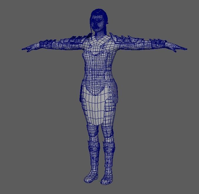 8K Female Warrior PBR Game Ready Animated Low-poly 3D model_1