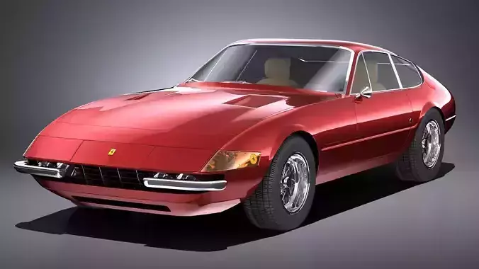 HQLowPoly Ferrari Daytona 1968-1973 Low-poly 3D model