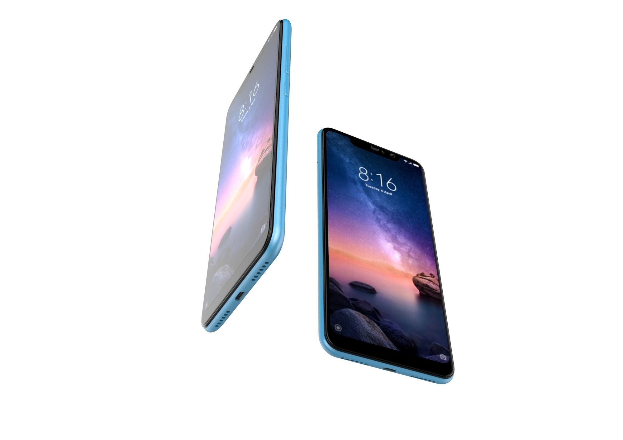 Xiaomi Redmi Note 6 Pro blue phone 3D model 3D model_8