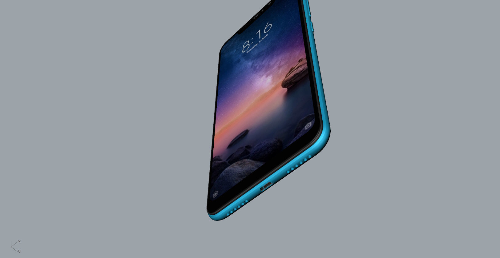 Xiaomi Redmi Note 6 Pro blue phone 3D model 3D model_21