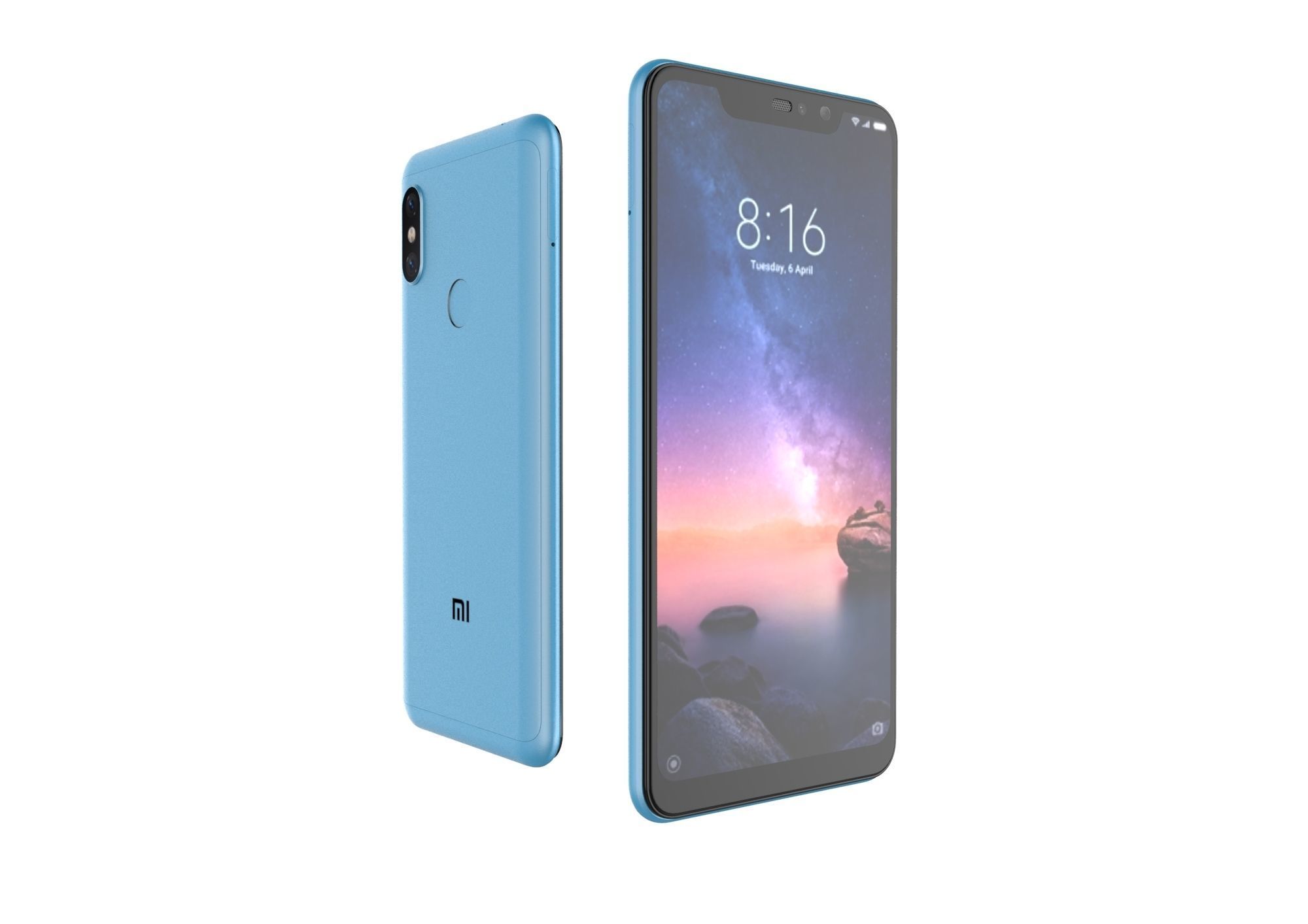 Xiaomi Redmi Note 6 Pro blue phone 3D model 3D model_7