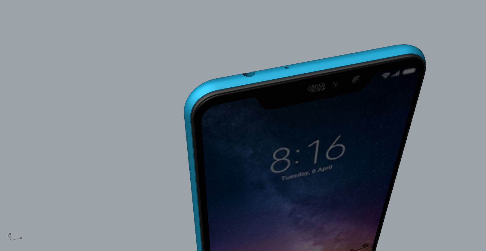 Xiaomi Redmi Note 6 Pro blue phone 3D model 3D model_23
