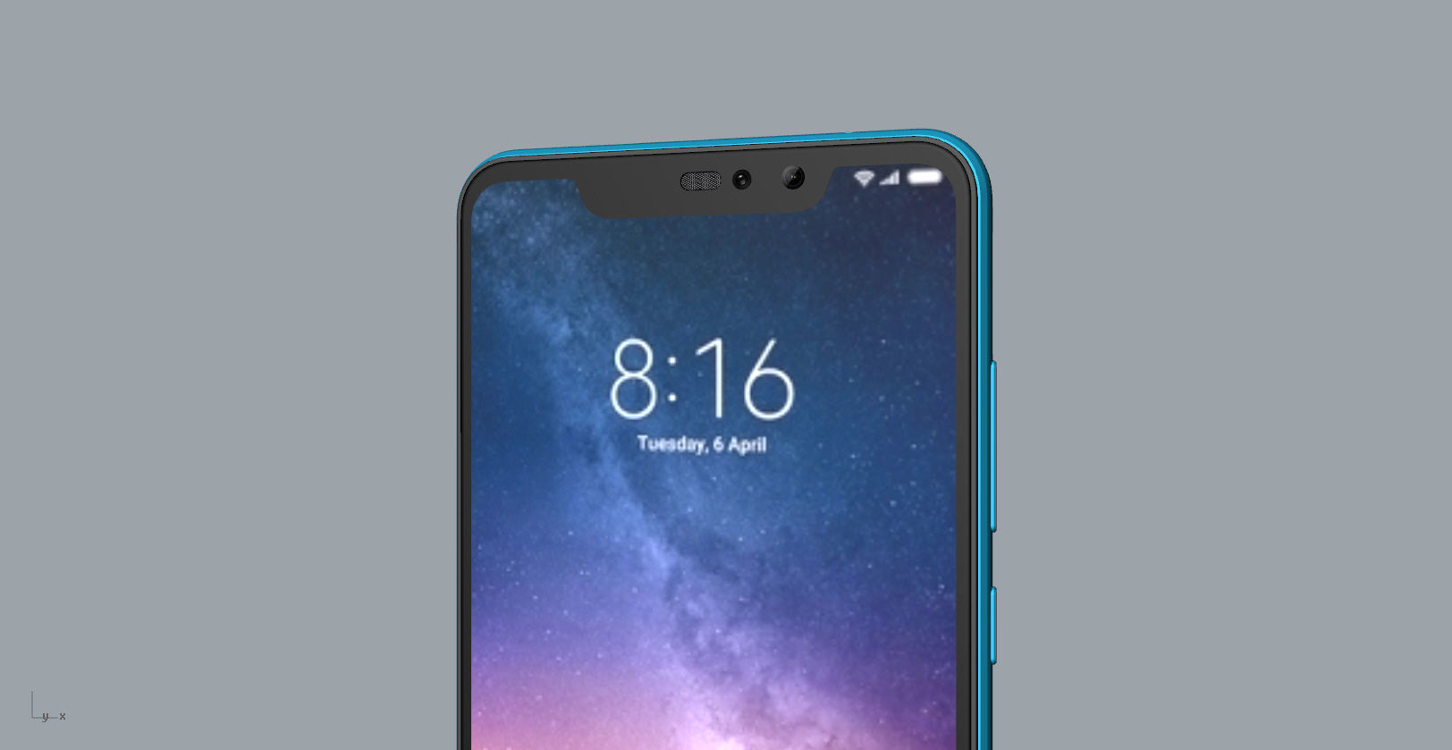 Xiaomi Redmi Note 6 Pro blue phone 3D model 3D model_24