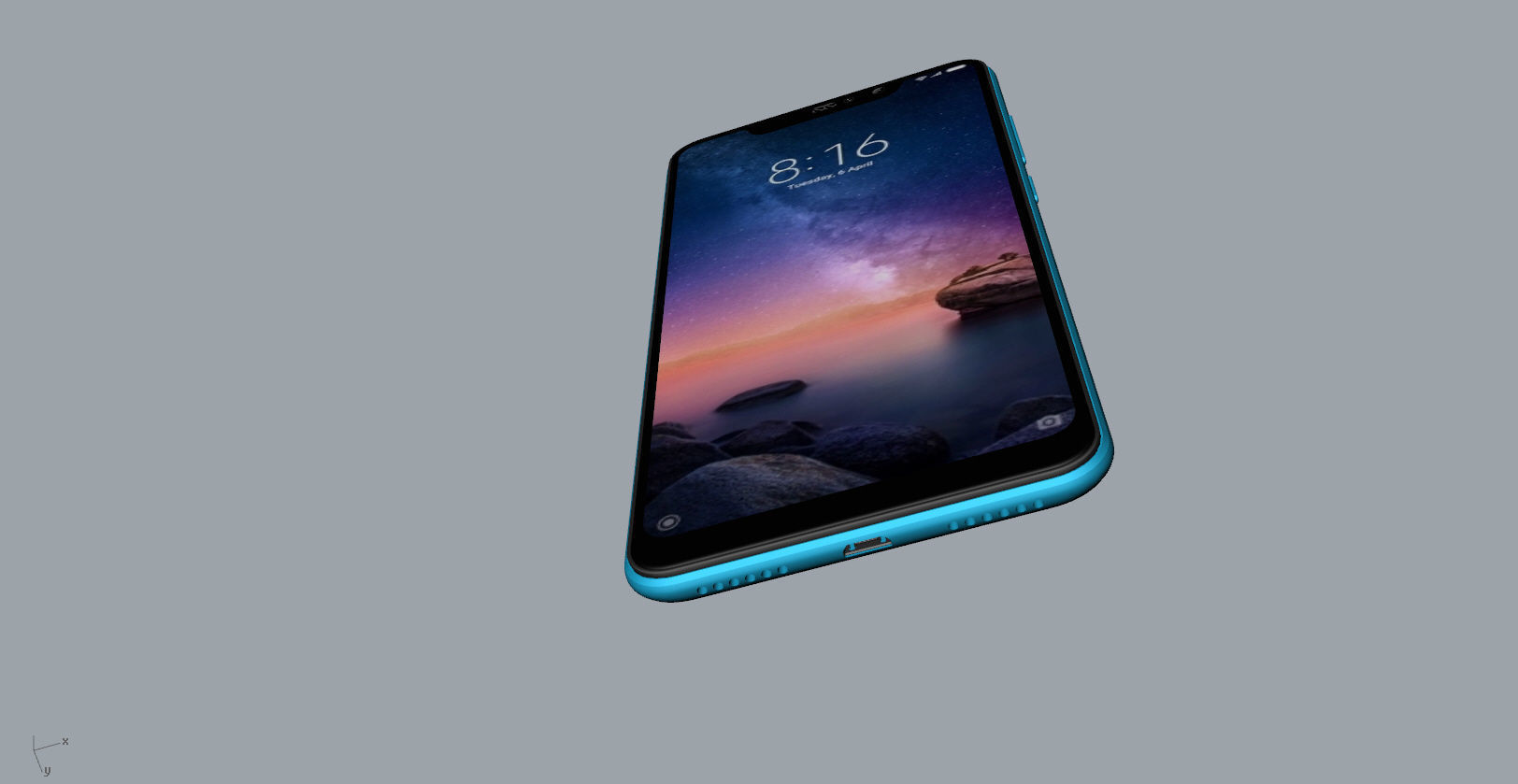Xiaomi Redmi Note 6 Pro blue phone 3D model 3D model_19