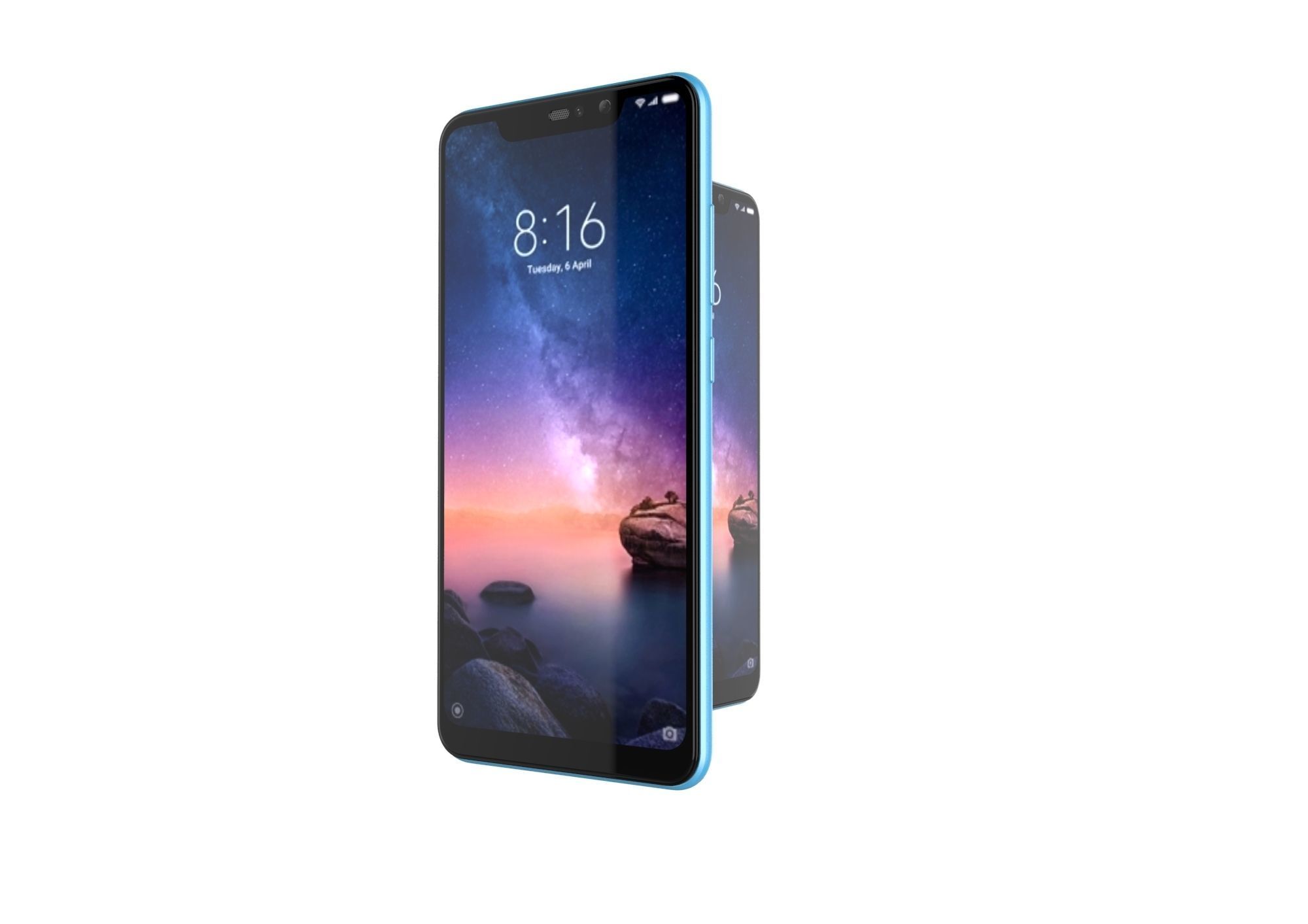 Xiaomi Redmi Note 6 Pro blue phone 3D model 3D model_11