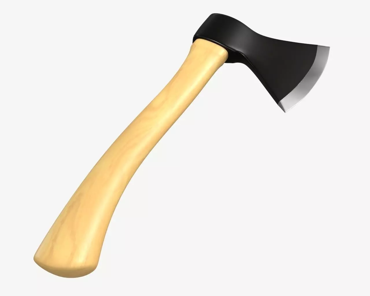 carpenter axe with wooden handle 3D model_0